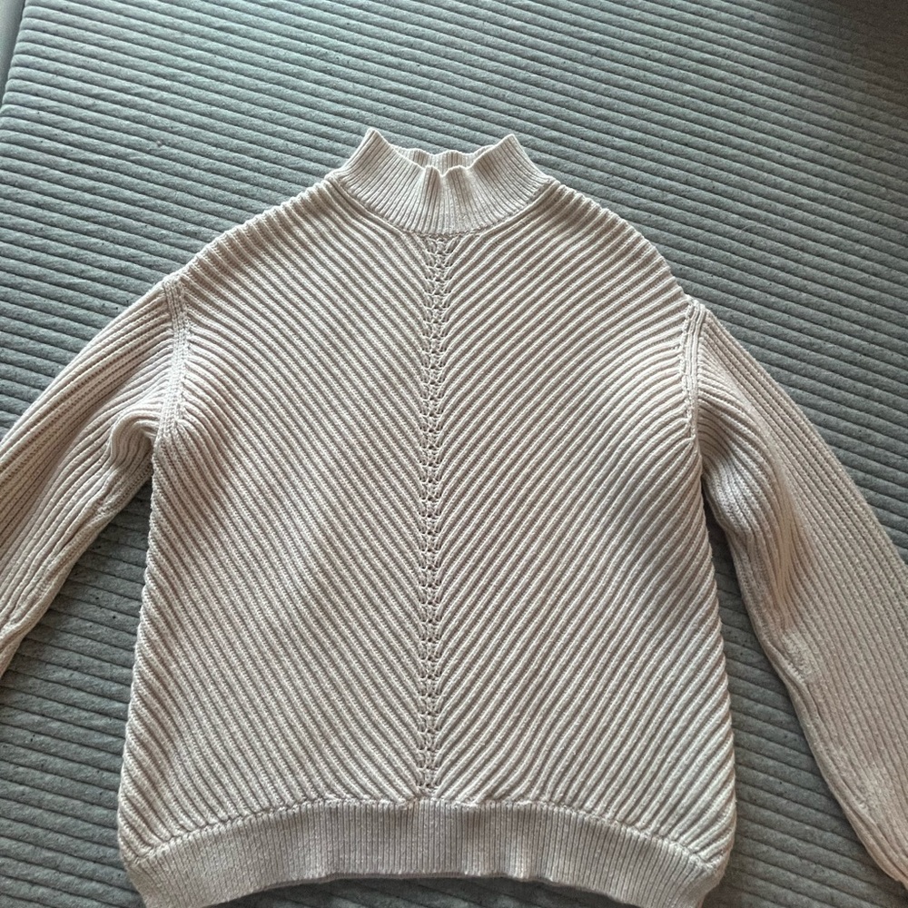 Marine Layer Cream Ribbed Turtleneck Sweater